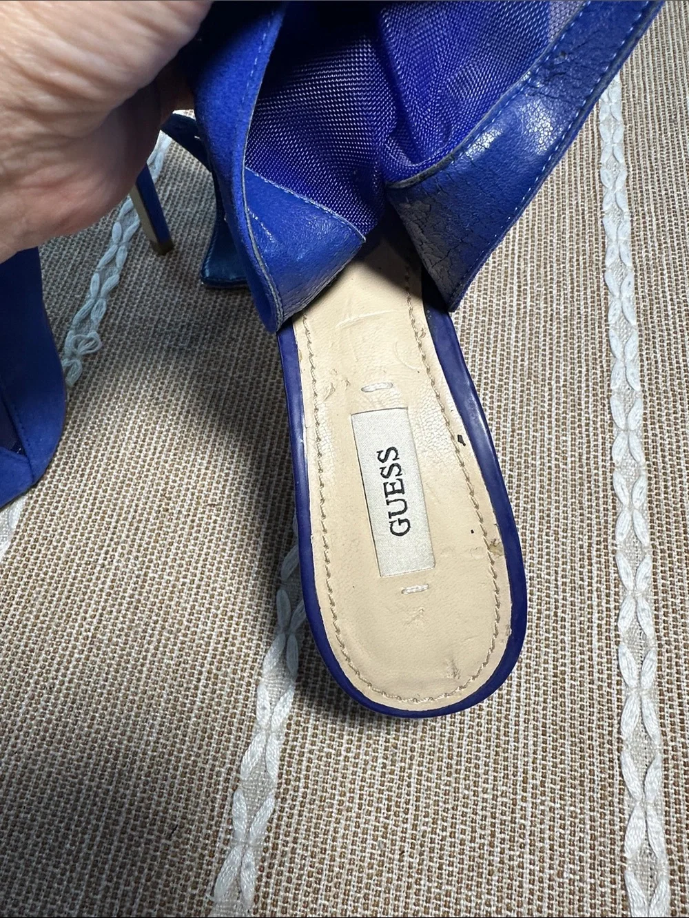 Guess Royal Blue Suede & Mesh Heeled Sandals
